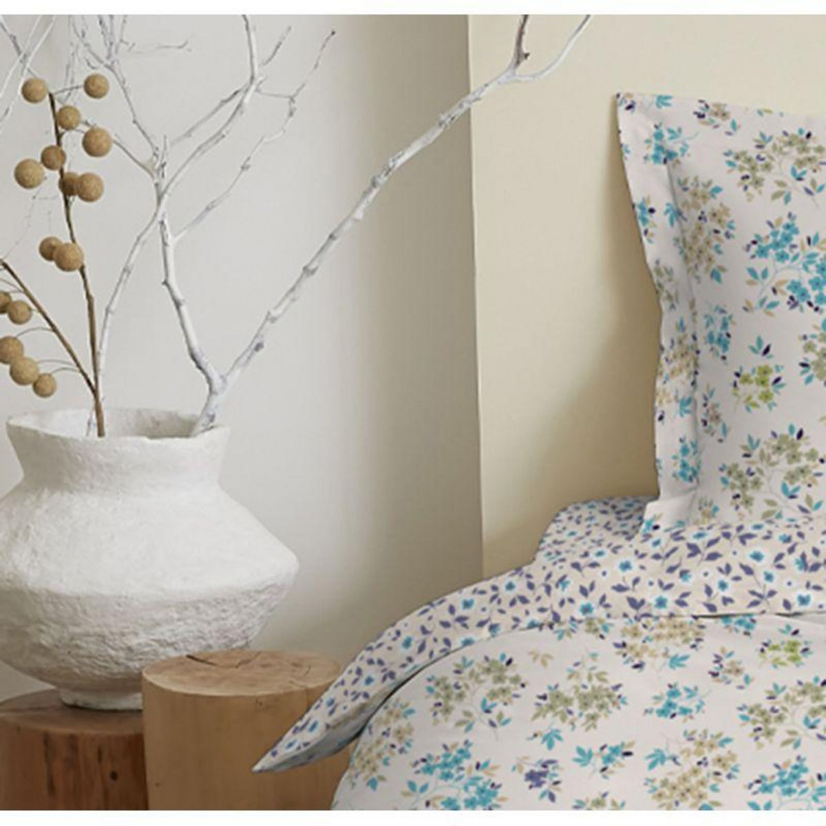 COTON PUR Parure de draps 4 pièces pour lit 160 x 200 cm  Grande largeur  Tanya cyan