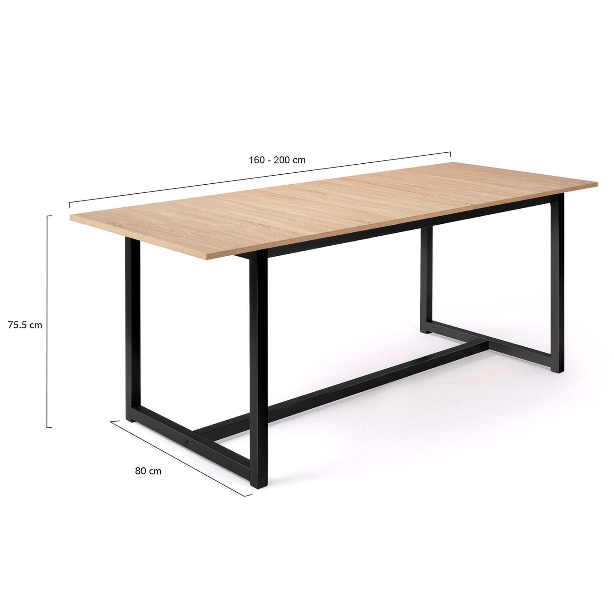 Voir la diapositive 5 : ID MARKET Table à manger extensible rectangle detroit 6-10 personnes design industriel 160-200 cm