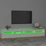 VIDAXL Meuble TV avec lumieres LED Blanc brillant 240x35x40 cm