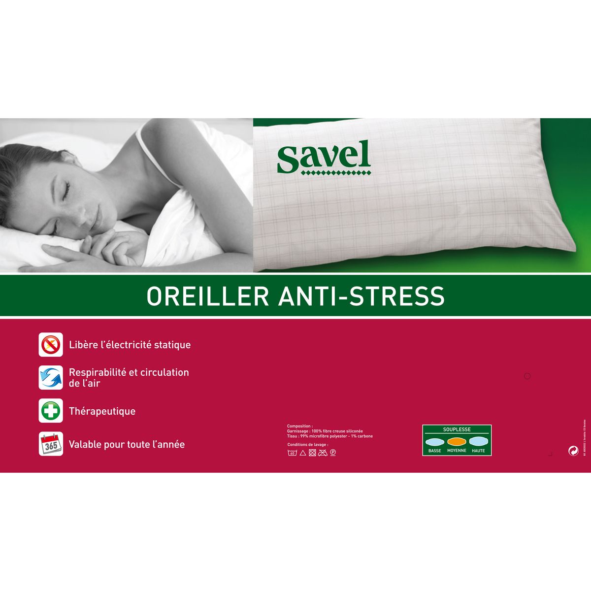 Oreiller anti-stress microfibre 