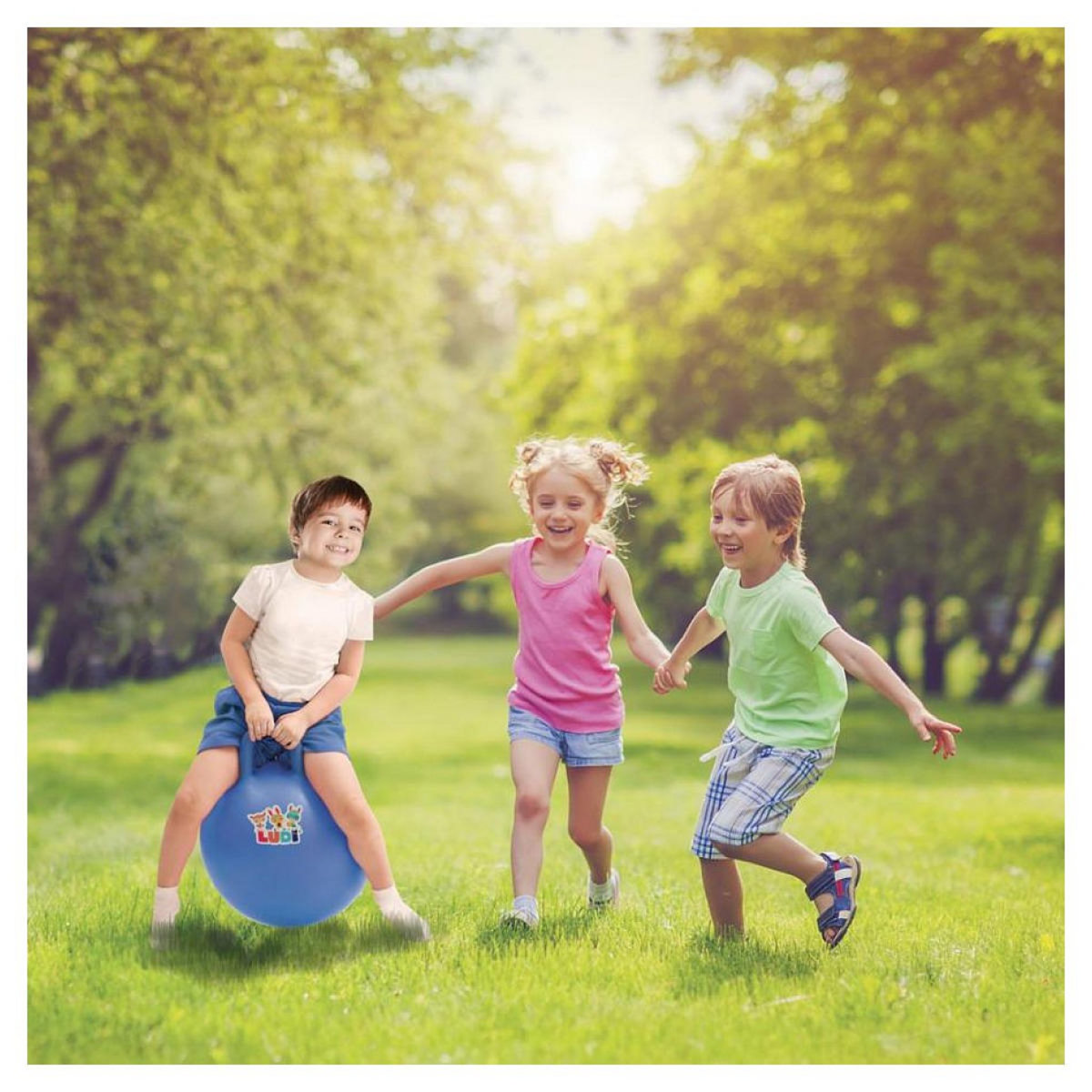 LUDI Ballon sauteur 45 cm bleu