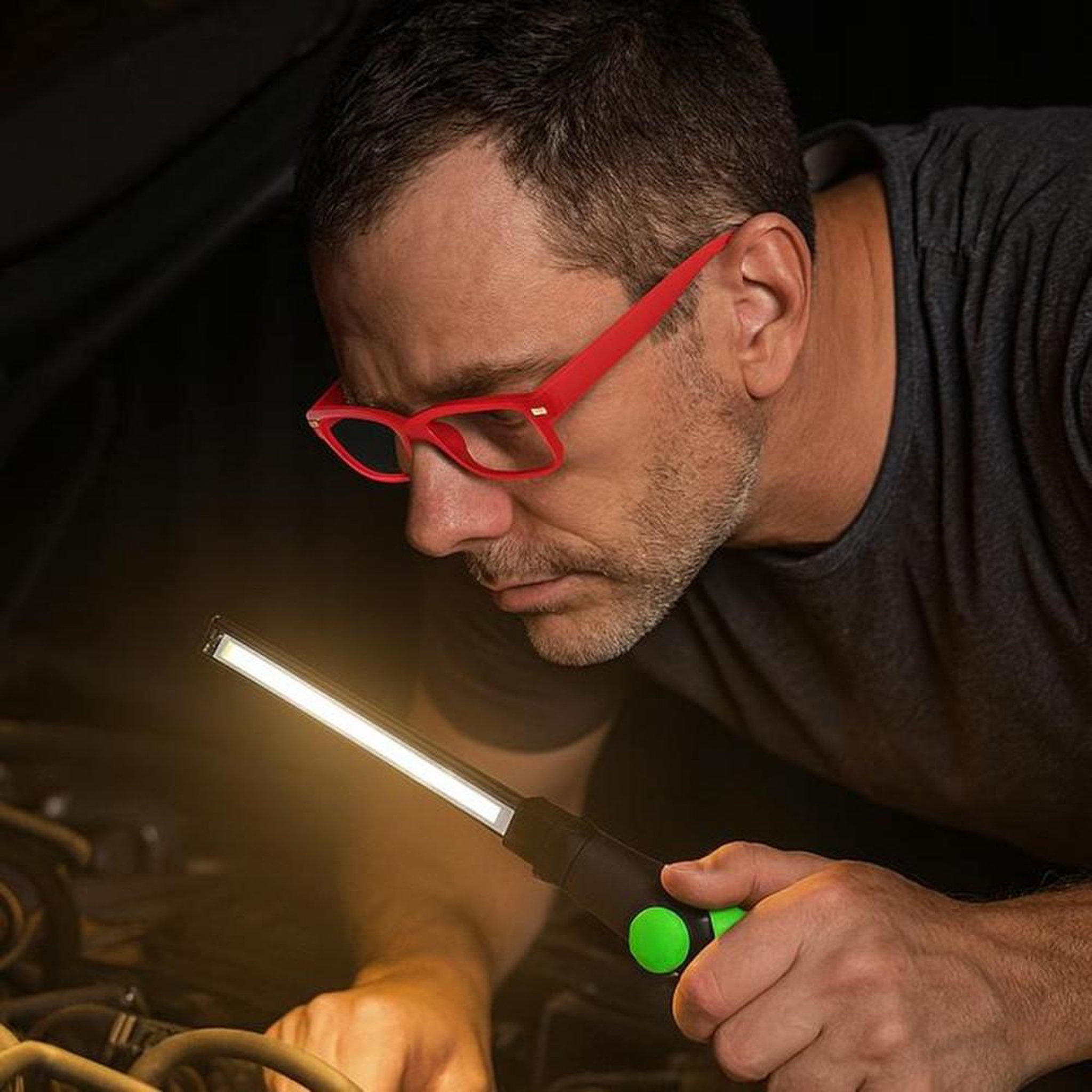 Voir la diapositive 6 : Lampe d'inspection LED rechargeable USB-C 400 lm 6500K, pliable 180°, IP33