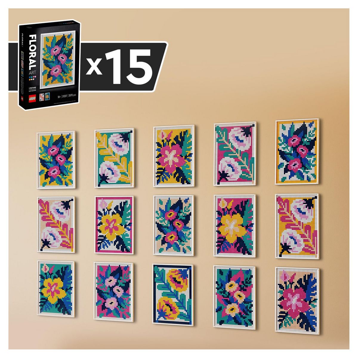 LEGO Art 31207 Art Floral, Accessoire Décoration Intérieure, Fleurs Artificielles, Adultes