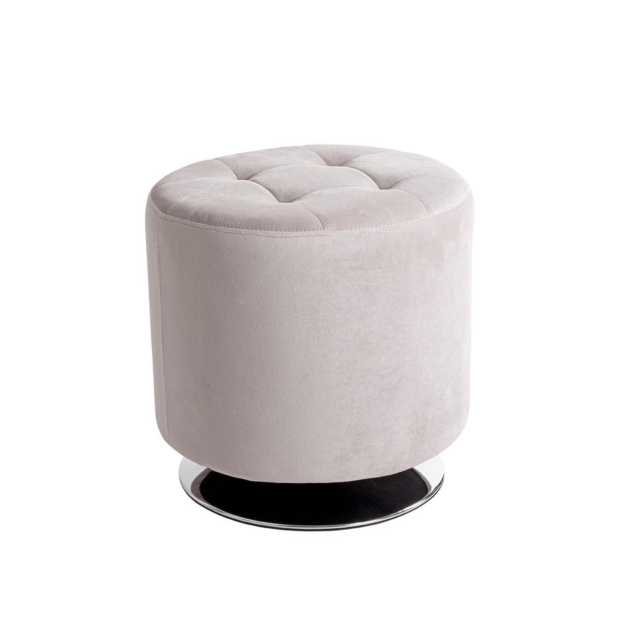 Paris Prix Pouf capitonné rond  beto  44cm gris
