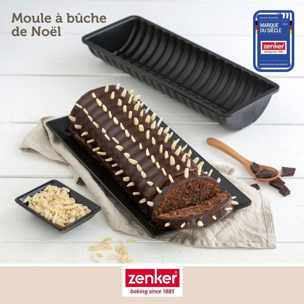 ZENKER Set pâtisserie avec moule à bûches de Noël 32 cm, 2 bols à mixer, verre mesureur et spatule Zenker