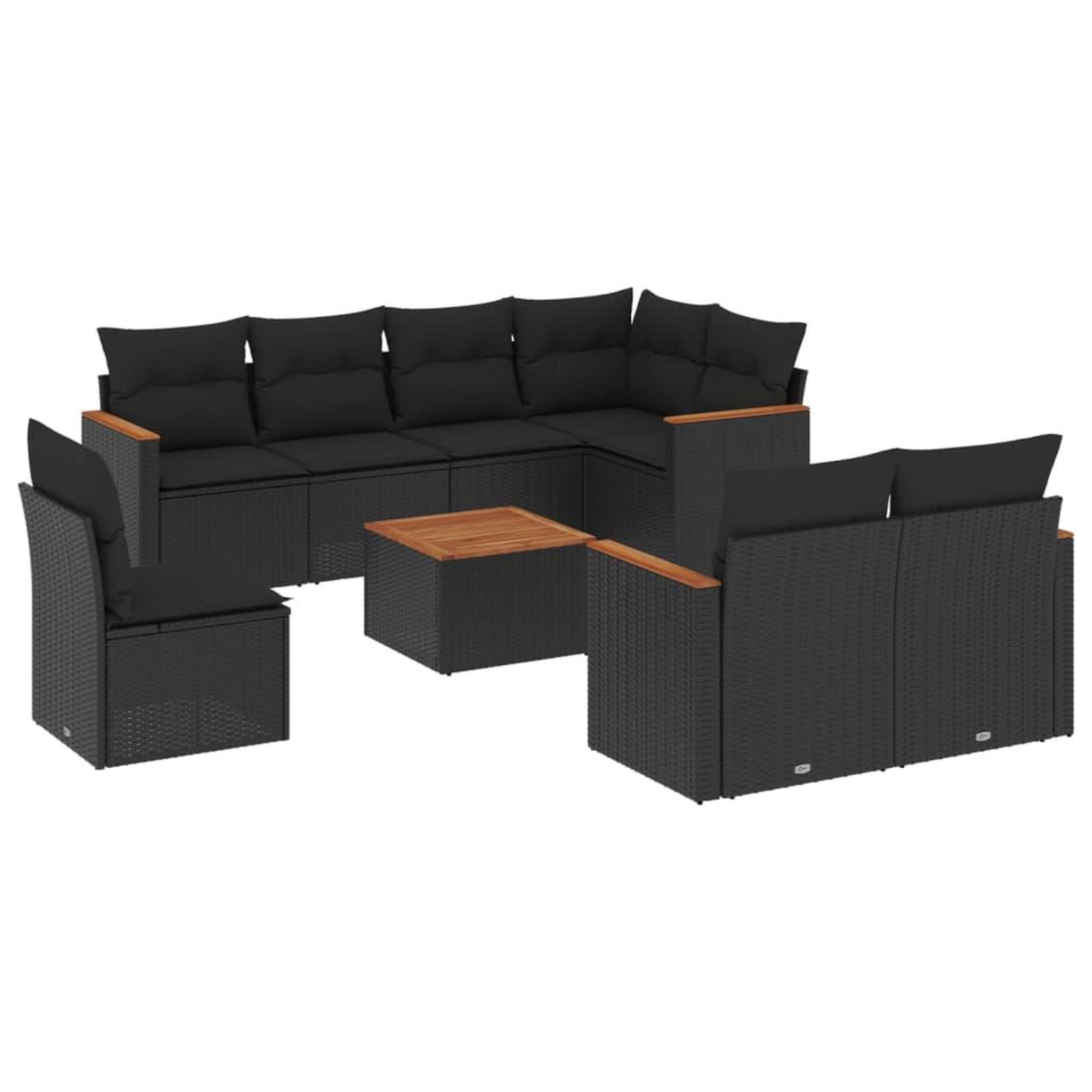 Voir la diapositive 2 : VIDAXL Salon de jardin 9 pcs avec coussins noir resine tressee