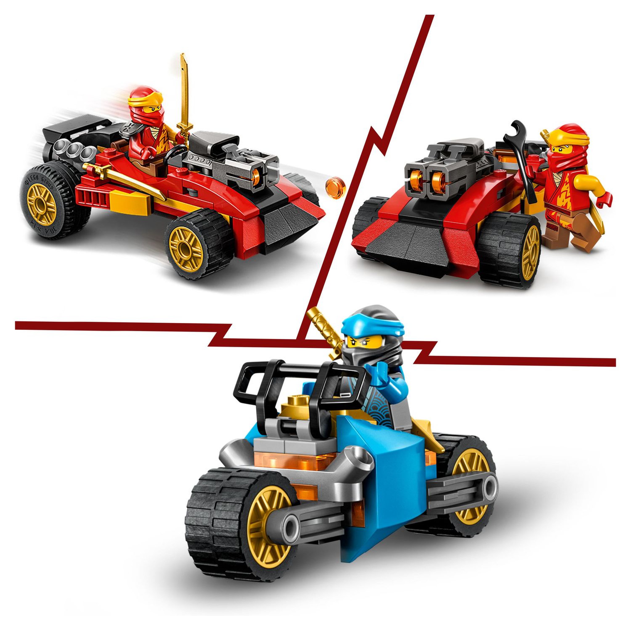 Voir la diapositive 5 : LEGO NINJAGO 71787 La Boîte de Briques Créatives Ninja, pour Construire un Parcours d'Obstacles, une Voiture Ninja, une Moto et 6 Minifigurines