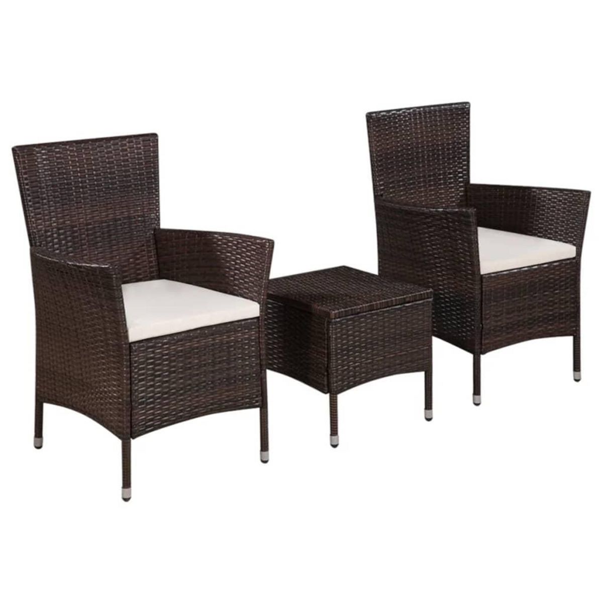 VIDAXL Mobilier de bistro 3 pcs Resine tressee Marron