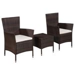 VIDAXL Mobilier de bistro 3 pcs Resine tressee Marron