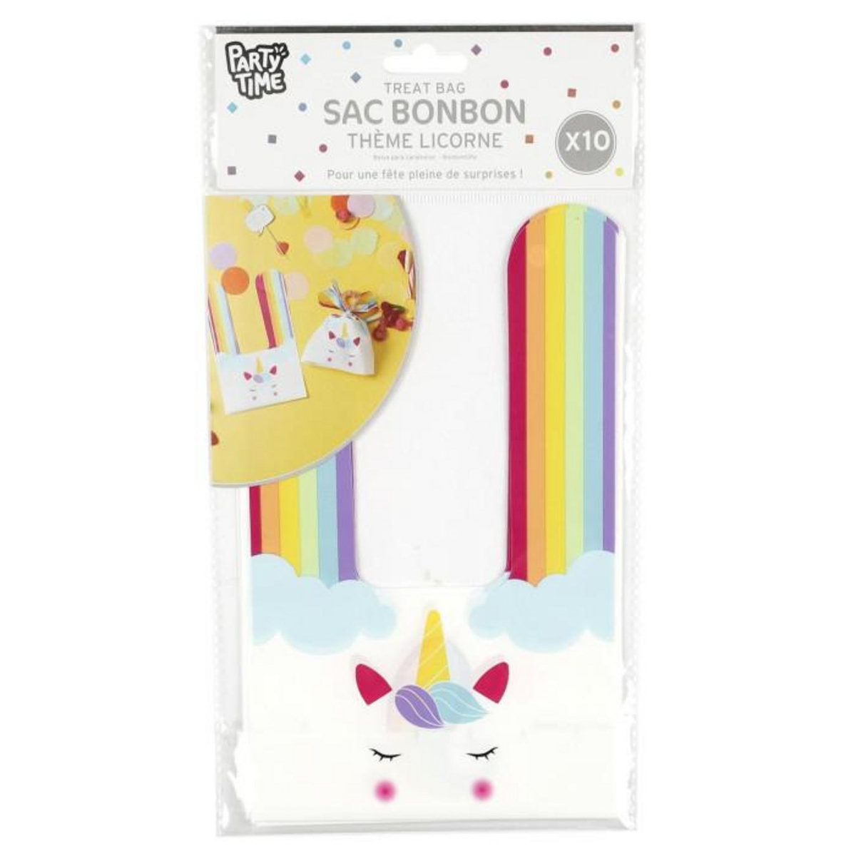 Paris Prix Lot de 10 Sacs à Bonbon  Licorne  22cm Multicolore