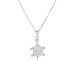 L'ATELIER D'AZUR Collier Argent 925/000 Rhodié - Tortue Pavée de Zirconiums