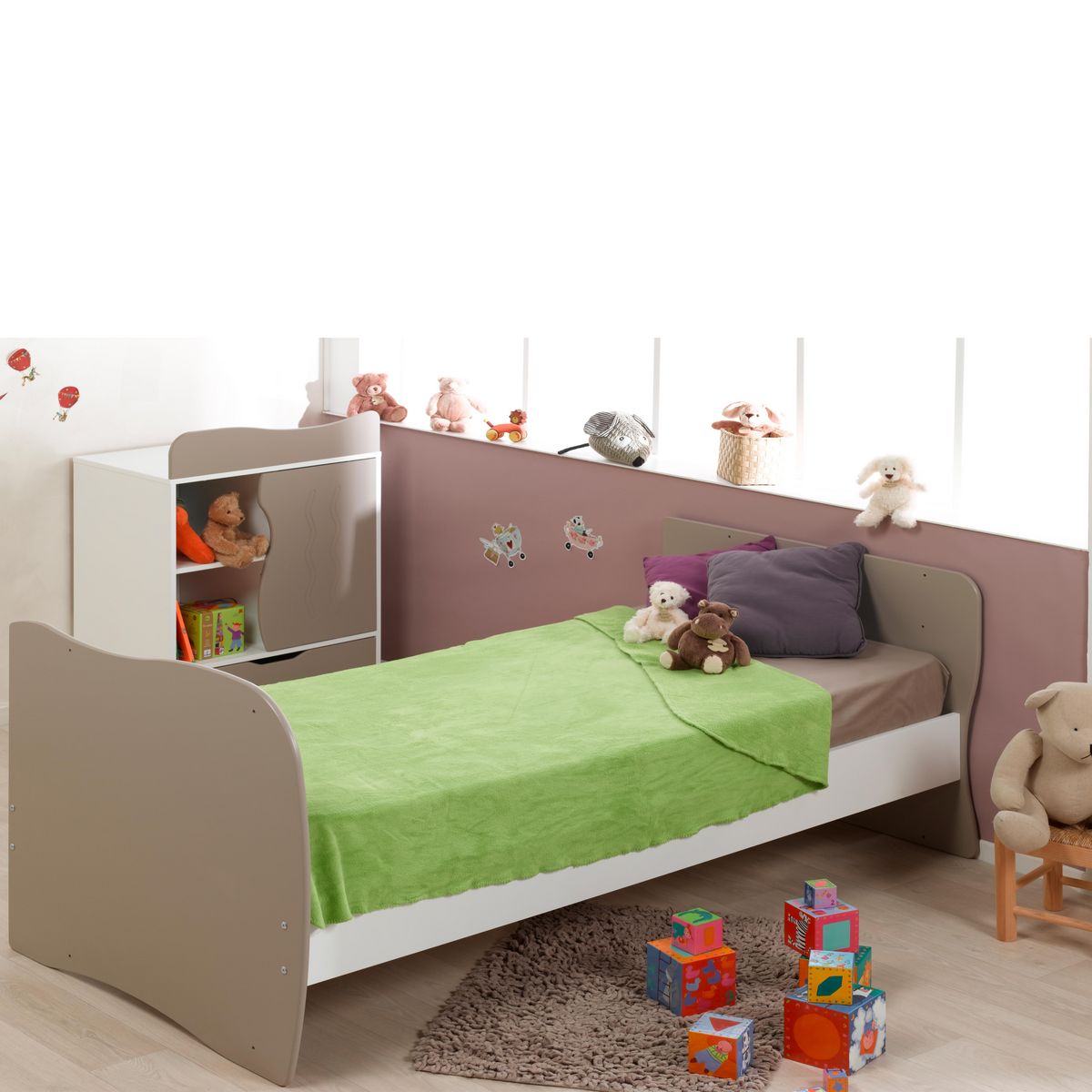 Lit bébé combiné 70x140 cm MOON évolutif 90x190 cm