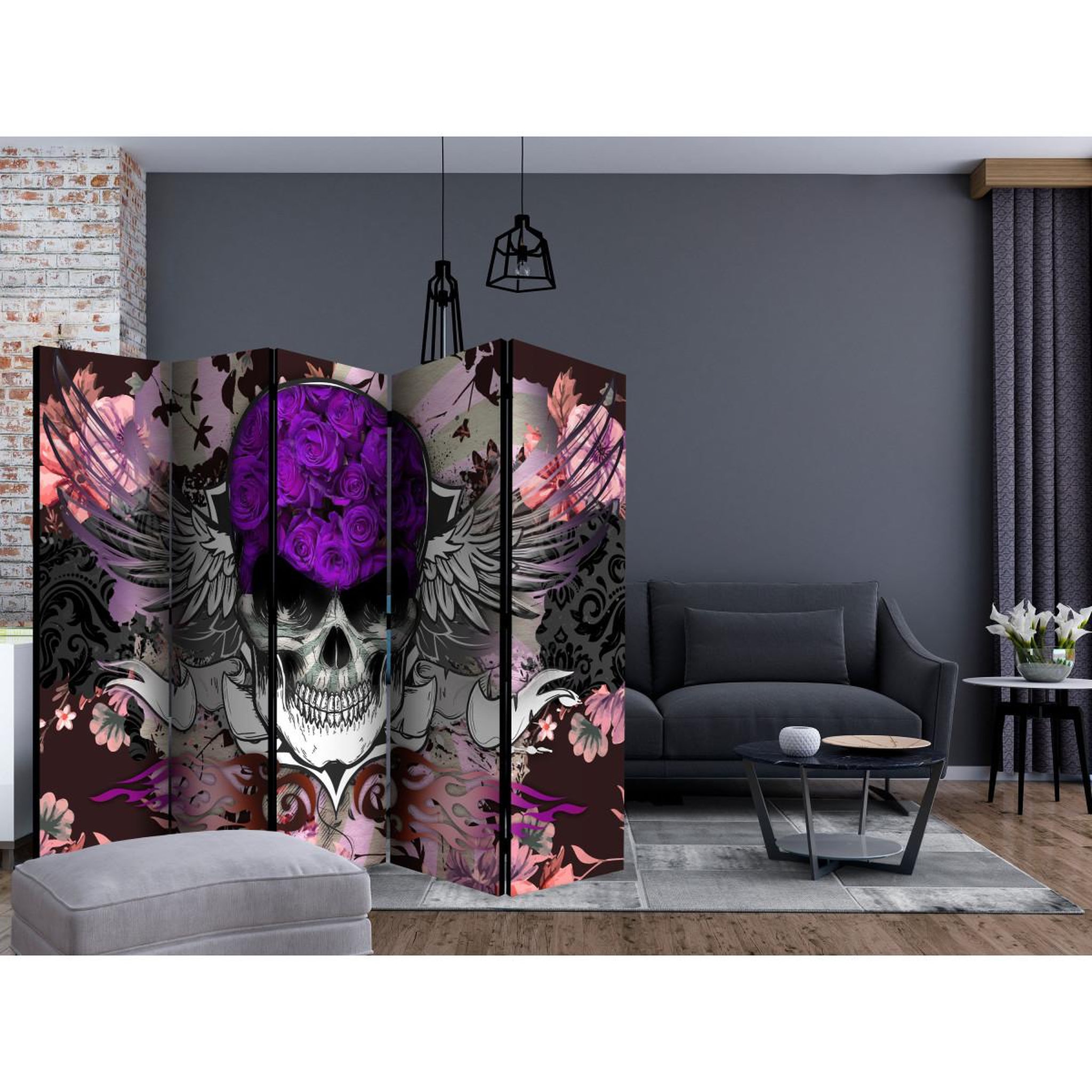Voir la diapositive 2 : Paris Prix Paravent 5 volets  corpse skull  172x225cm