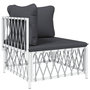 Voir la diapositive 4 : VIDAXL Salon de jardin avec coussins 2 pcs blanc acier