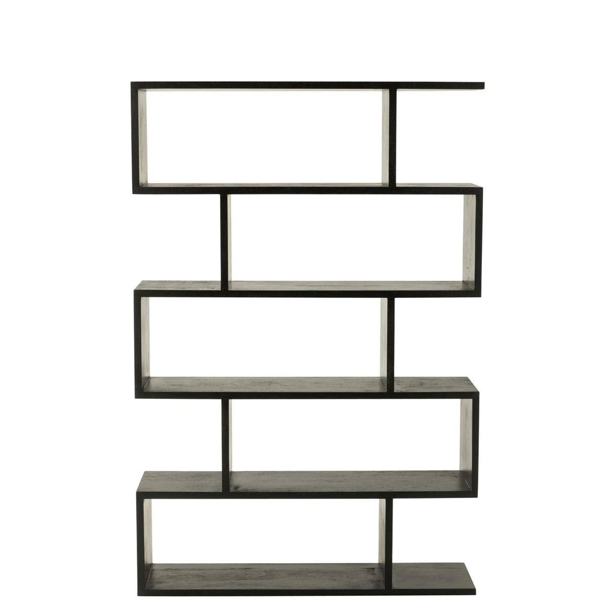 Voir la diapositive 2 : J-LINE Bibliothèque en Bois  Lattes Verticales  180cm Noir