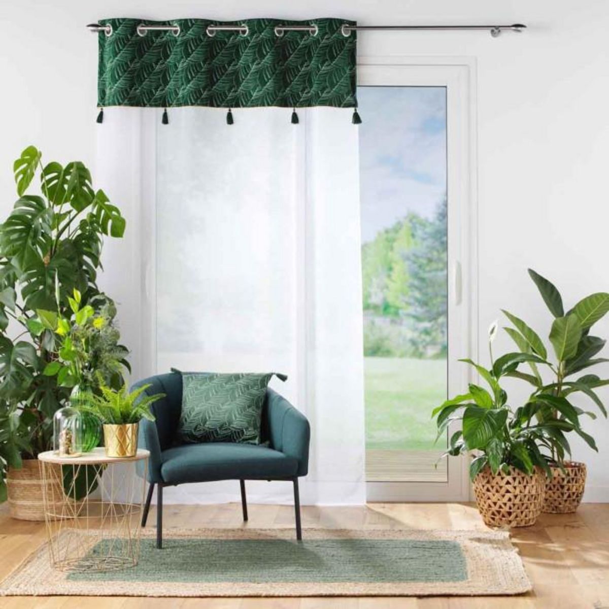 Paris Prix Rideau Voilage à Œillets  Palmina  140x280cm Vert