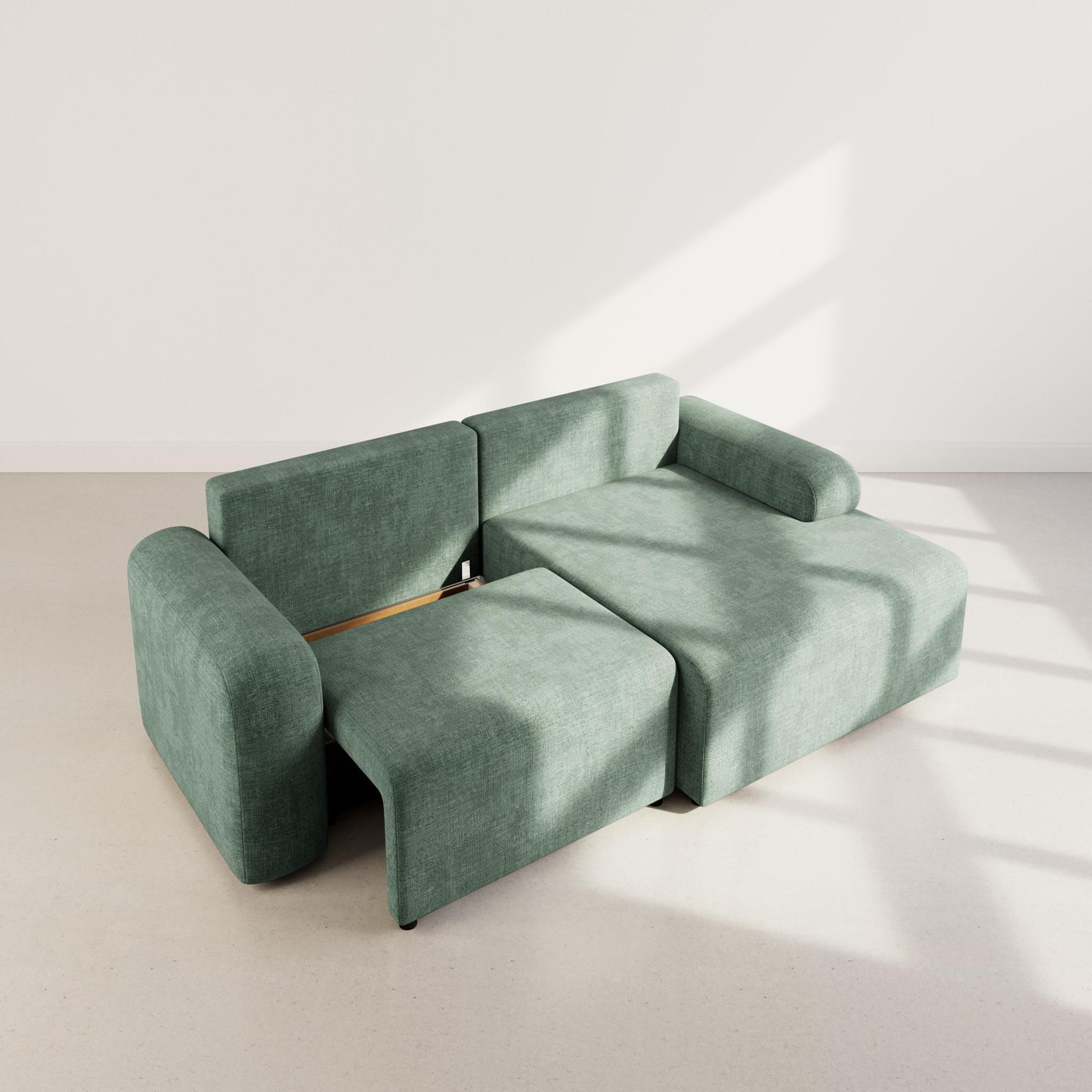 Voir la diapositive 3 : BEST MOBILIER Rebecca - canapé d'angle droit 4 places convertible avec coffre en velours texturé