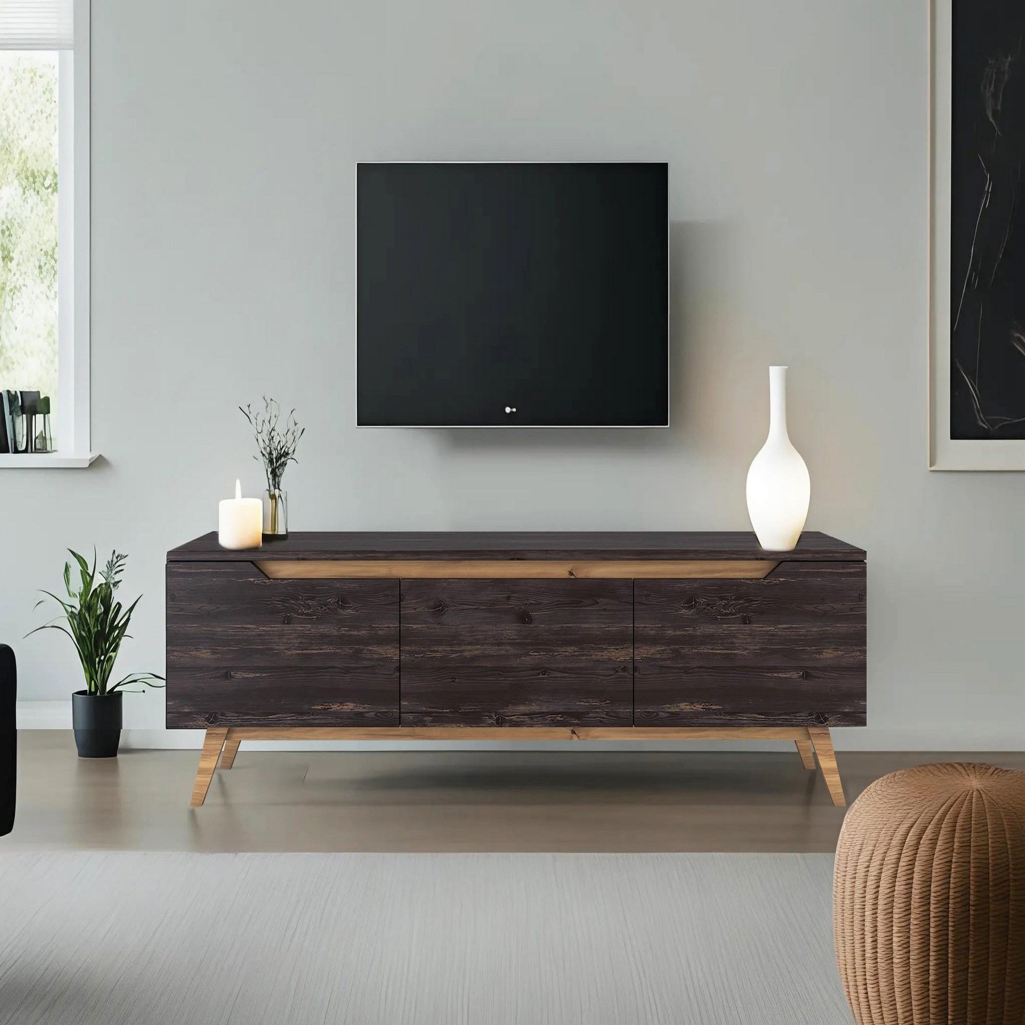 Voir la diapositive 3 : Habitat et Jardin Meuble tv en bois  digi  - 180 x 35 x 48 cm - noir