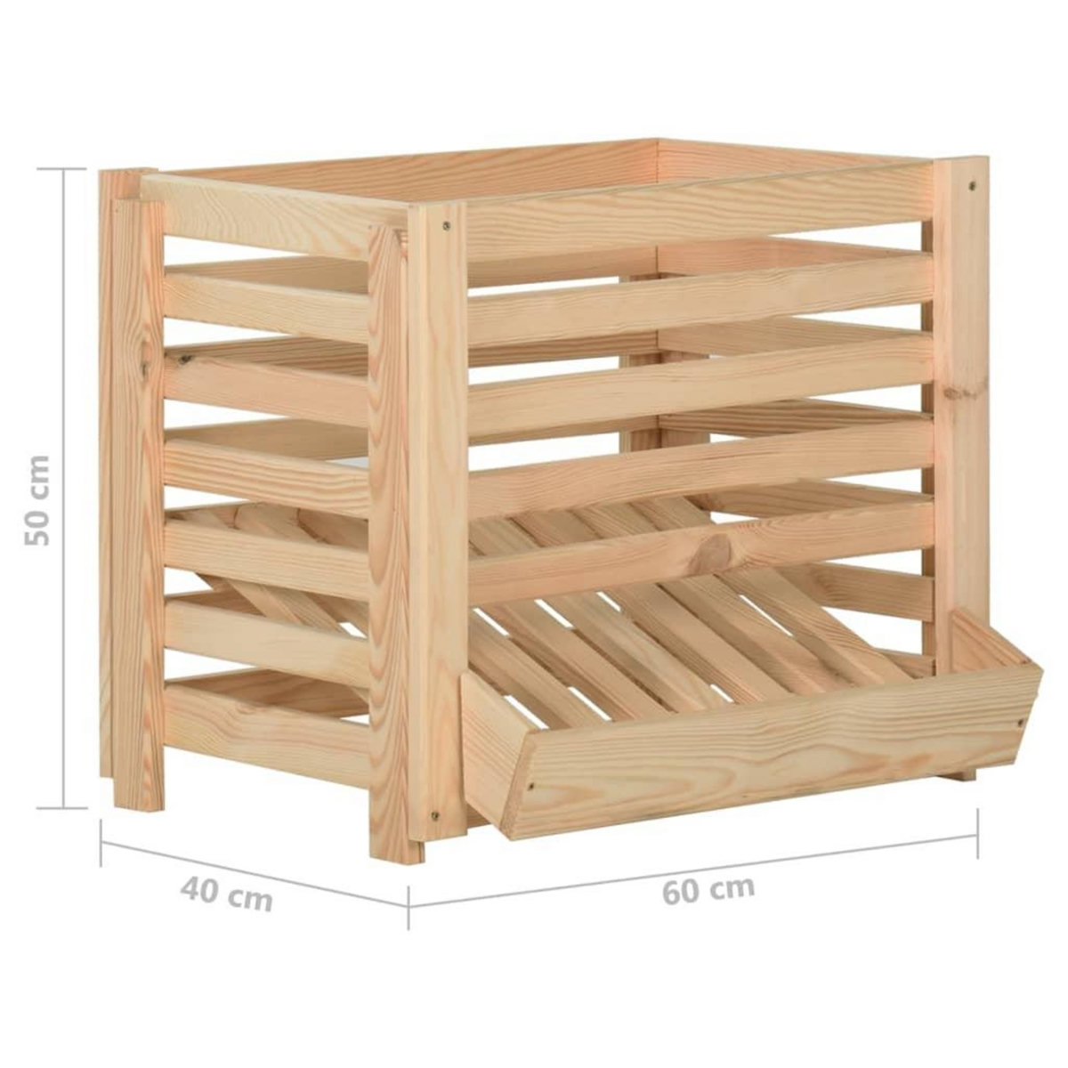 VIDAXL Boîte a pommes de terre 60x40x50 cm Bois de pin solide