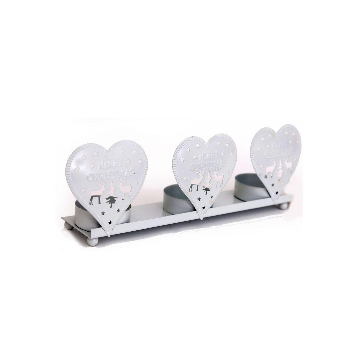 HEART OF THE HOME Photophore de Noël Coeurs Natural - 3 Bougies - Blanc