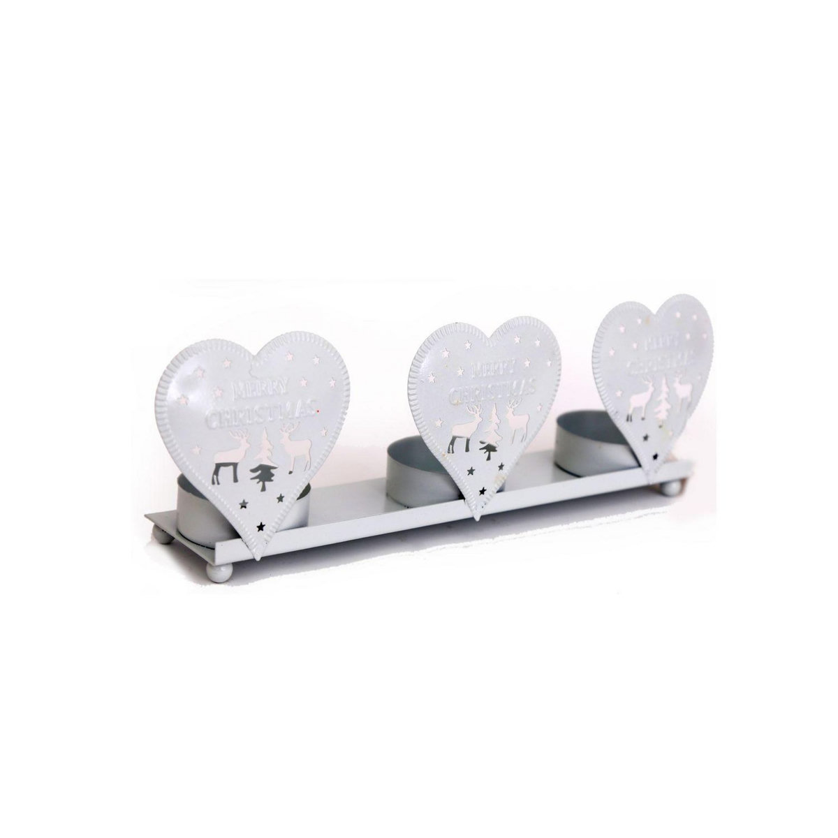 HEART OF THE HOME Photophore de Noël Coeurs Natural - 3 Bougies - Blanc