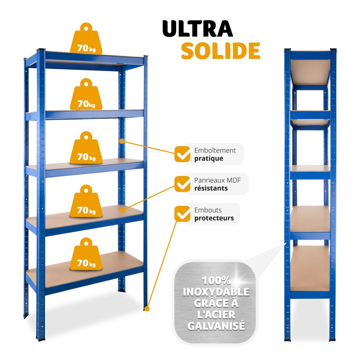 tectake Étagère charge lourde avec 5 tablettes bleu
