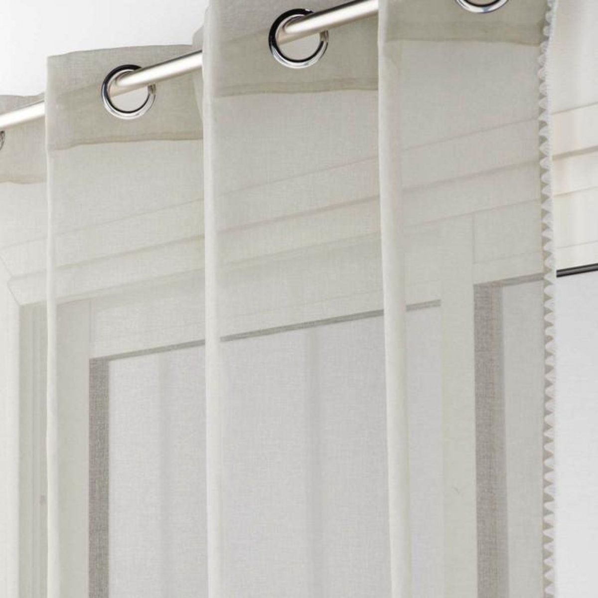 Paris Prix Rideau Voilage à Œillets  Fantaisie Louise  140x240cm Beige