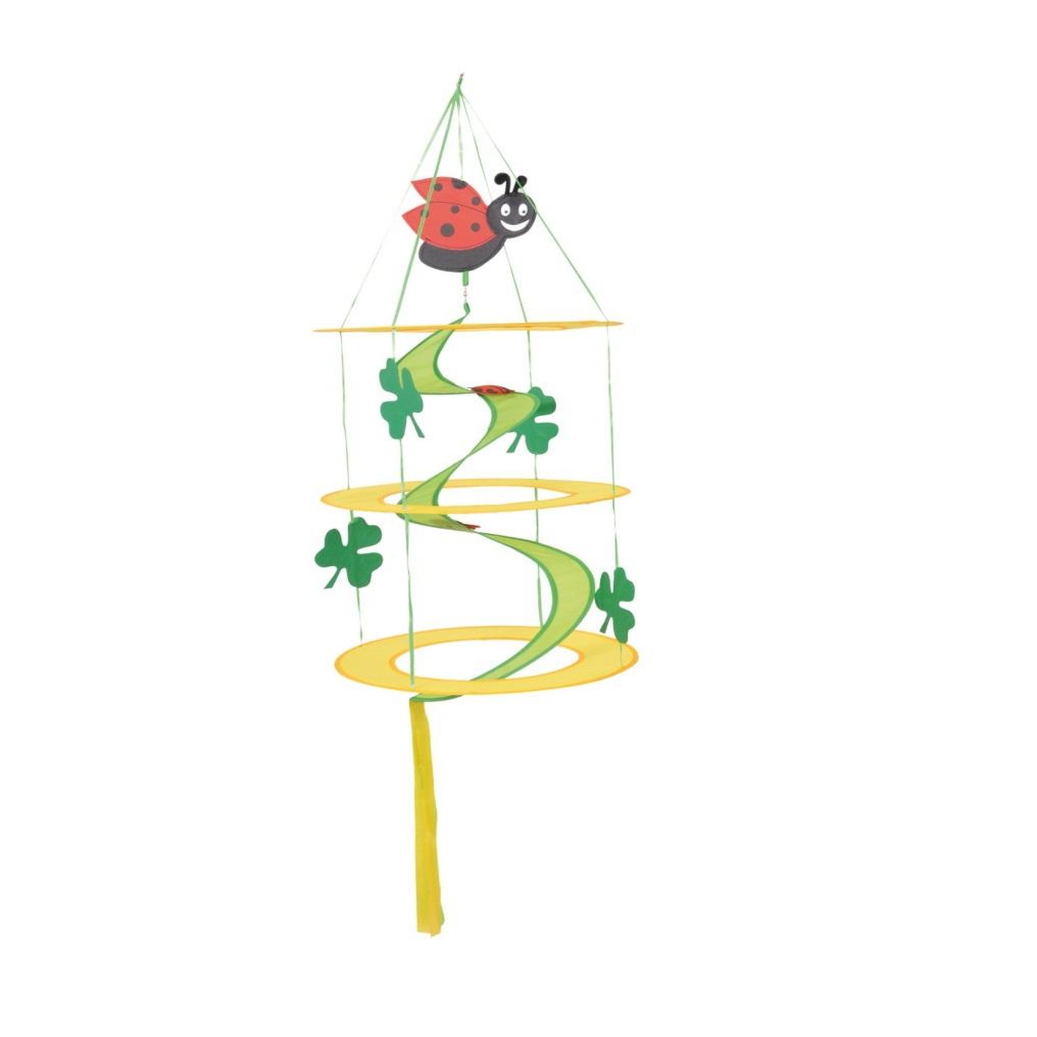 Eden Spirale a vent coccinelle et fleurs décoration suspendue colorée