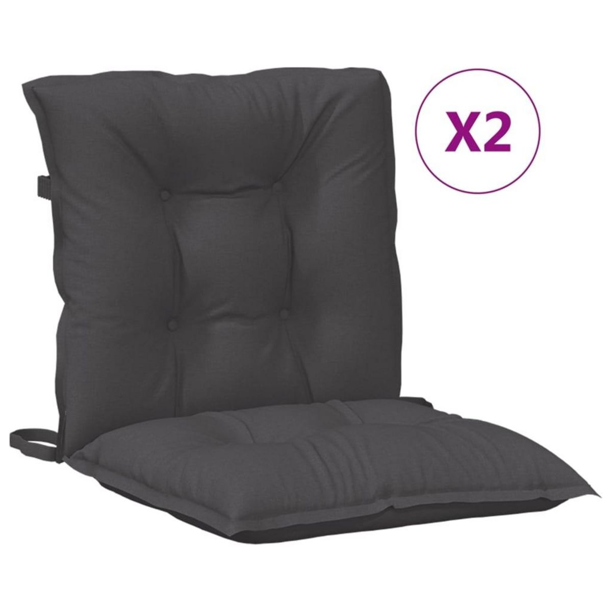 VIDAXL Coussins de chaise a dossier bas lot de 2 anthracite melange