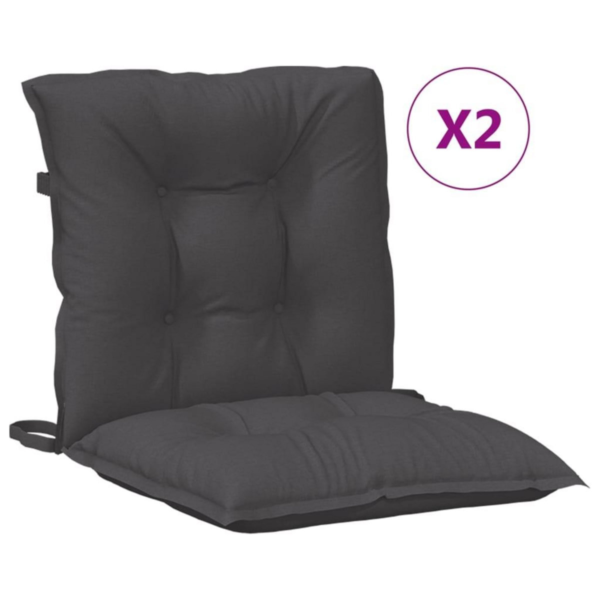 VIDAXL Coussins de chaise a dossier bas lot de 2 anthracite melange