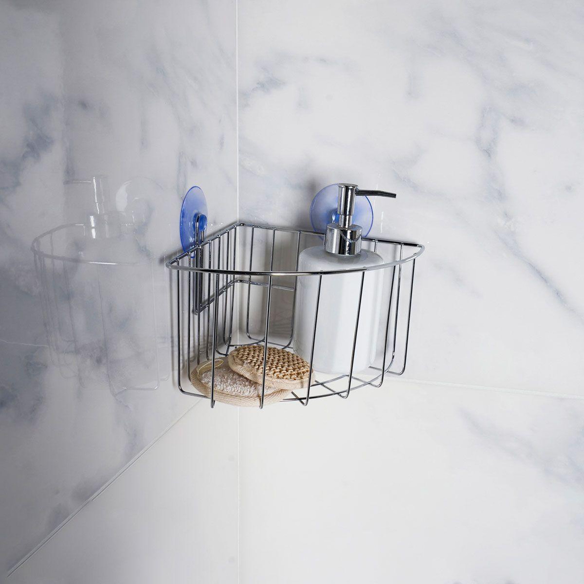 Voir la diapositive 3 : Douceur d'Intérieur Panier de douche angle ventouse  filaire basic  19cm chrome