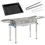 Voir la diapositive 6 : OUTSUNNY Barbecue à charbon pliable portable réglable BBQ grill sur pied avec tablettes rabattables, grille, plaque teppanyaki, pinces, récupérateur cendres acier inox.