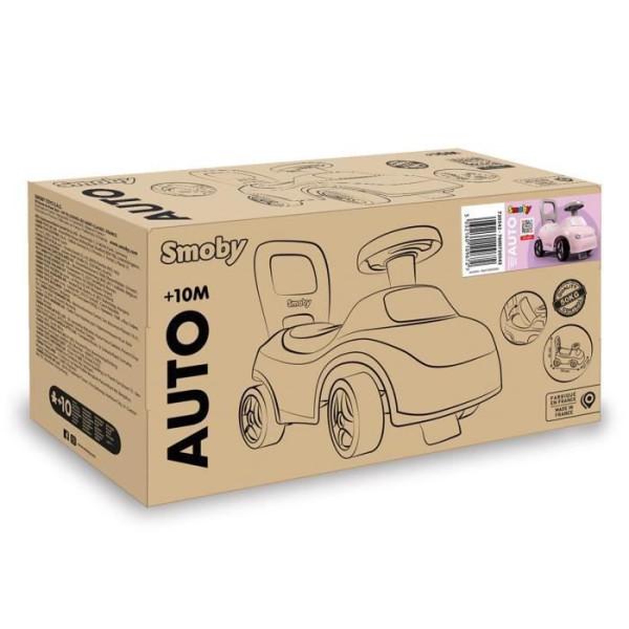 Voir la diapositive 5 : SMOBY Porteur trotteur smoby -  enfant 2 en 1 - auto rose - coffre sous la selle + klaxon - des 10 mois - fabrication française
