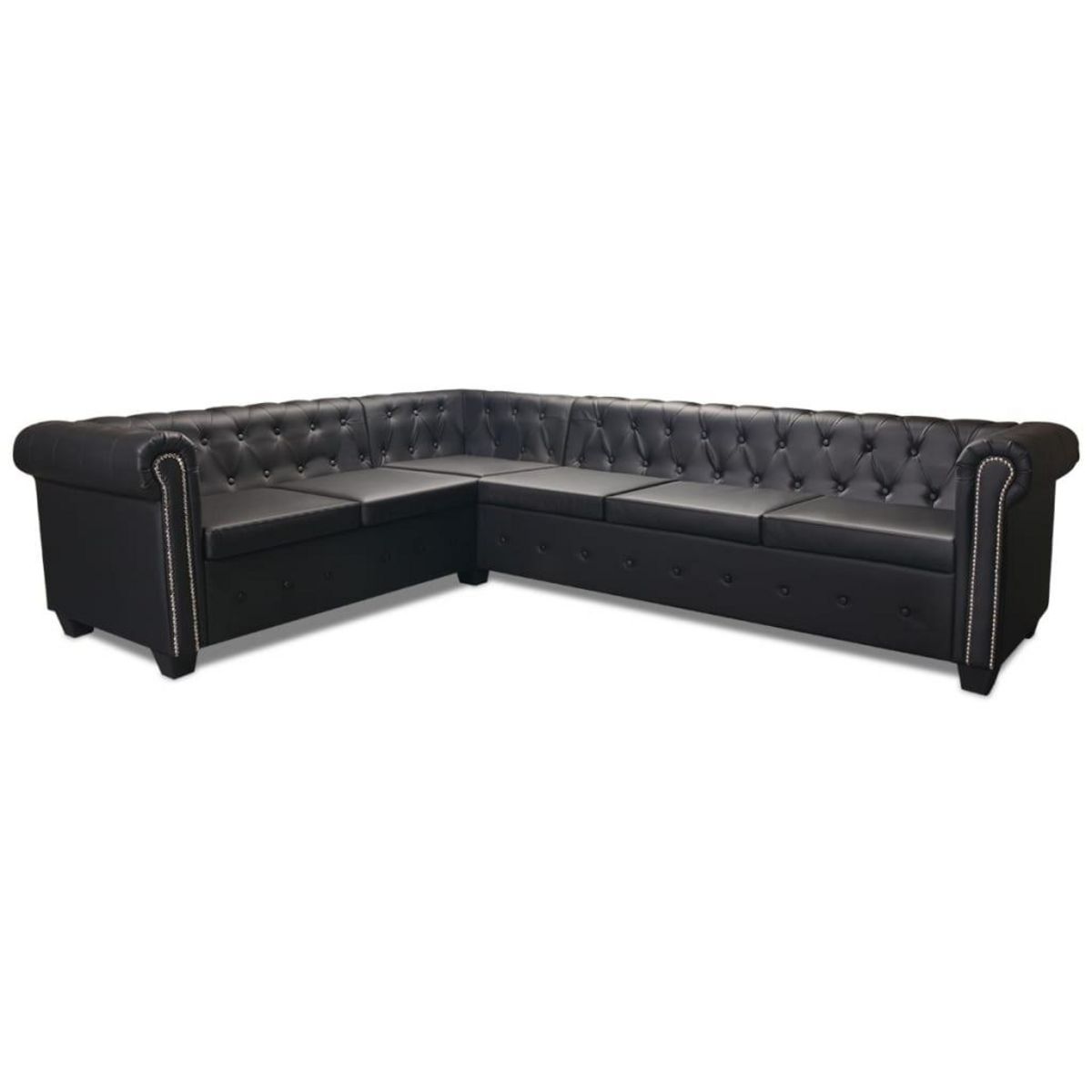 VIDAXL Canape d'angle Chesterfield 6 places Cuir synthetique Noir