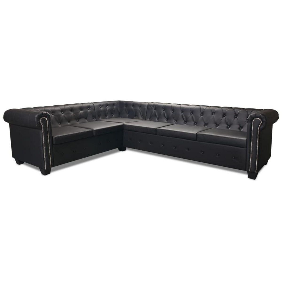 VIDAXL Canape d'angle Chesterfield 6 places Cuir synthetique Noir