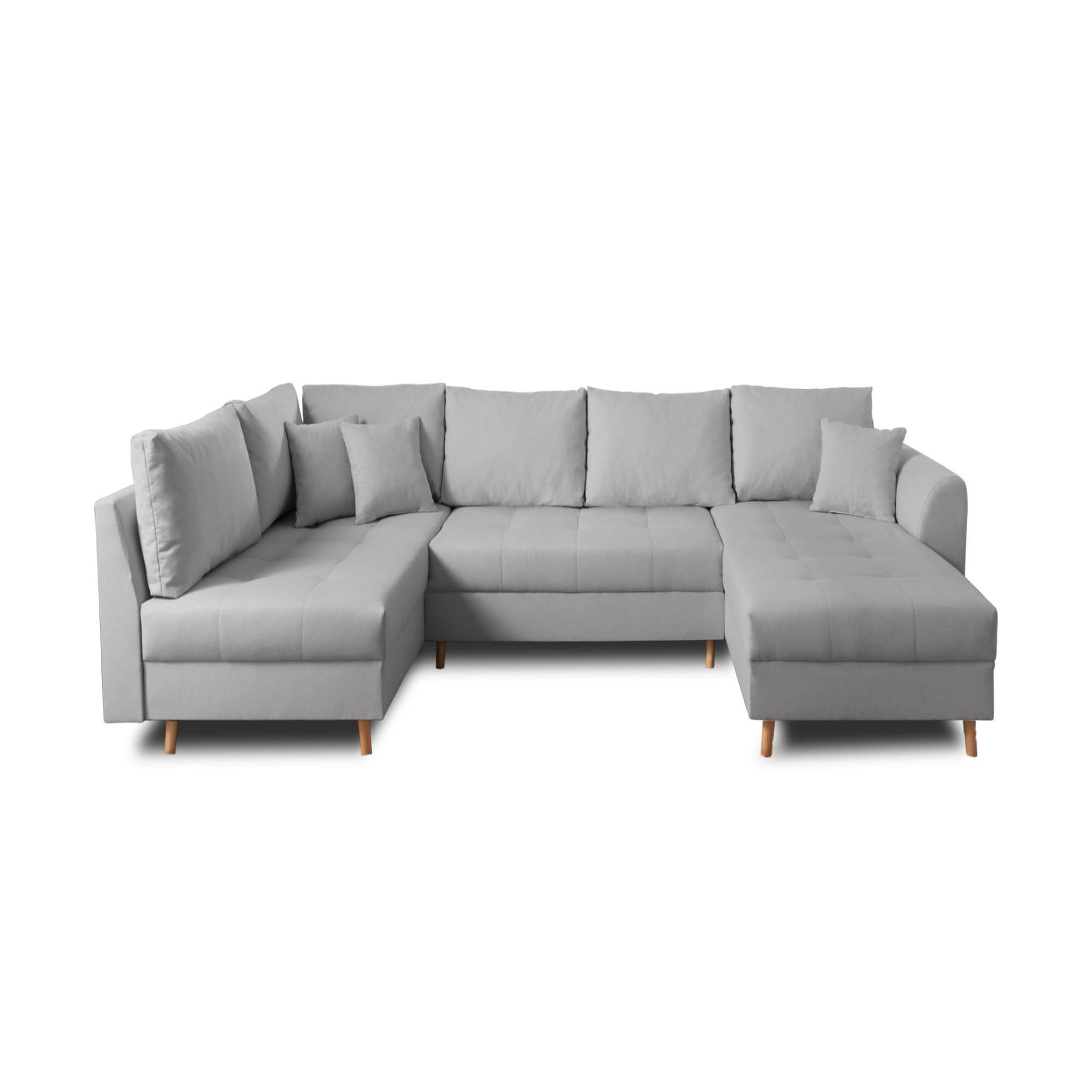 Voir la diapositive 6 : LISA DESIGN Rune - canapé panoramique avec pouf d'appoint - 7 places - style scandinave - gauche