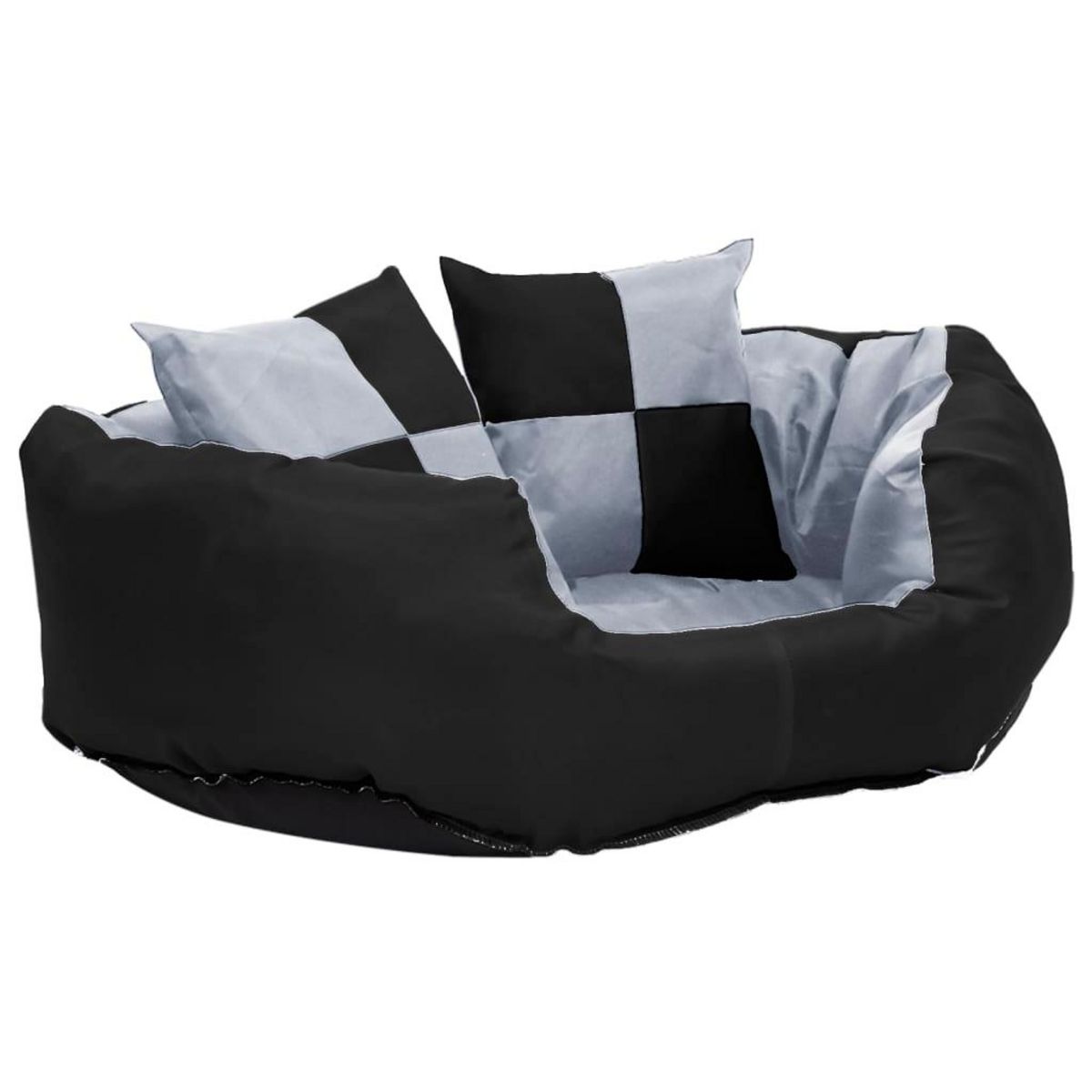VIDAXL Coussin reversible lavable pour chien Gris et noir 65x50x20 cm