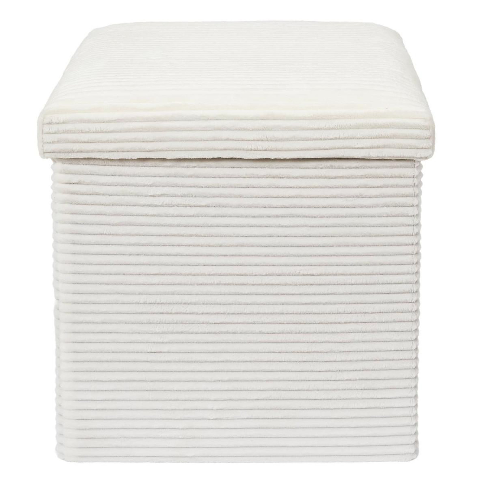 Voir la diapositive 2 : The Home Deco Factory Pouf coffre pliable côtelé  scott  38cm beige