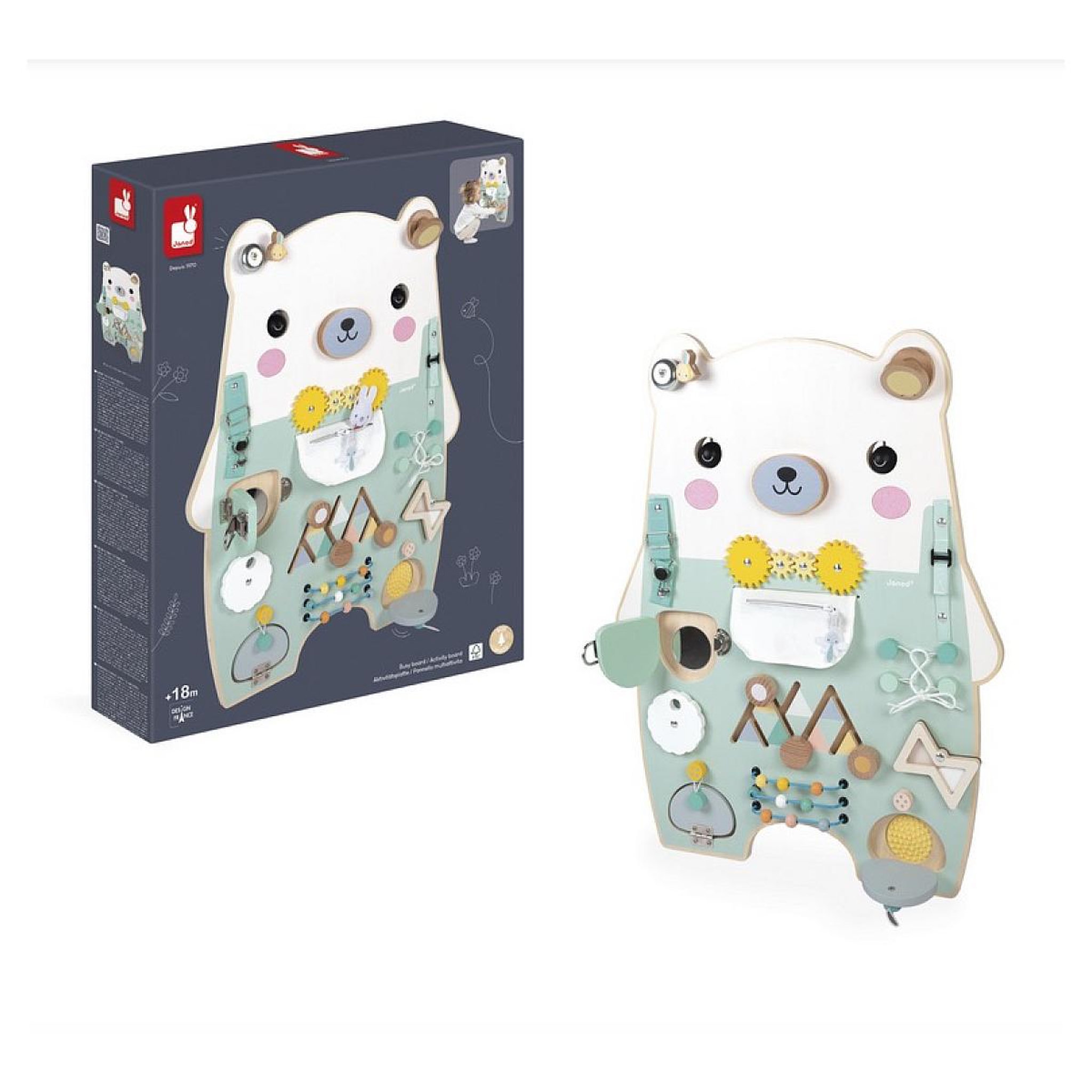 Juratoys-Janod Pure Busy board Ourson blanc
