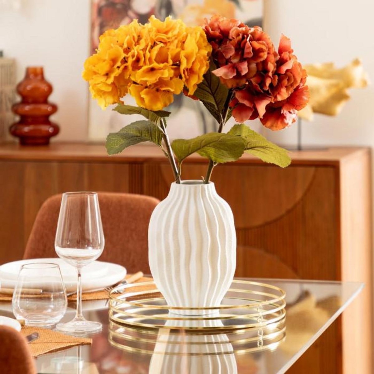 ATMOSPHERA Vase Design en Céramique  Fernan  22cm Blanc