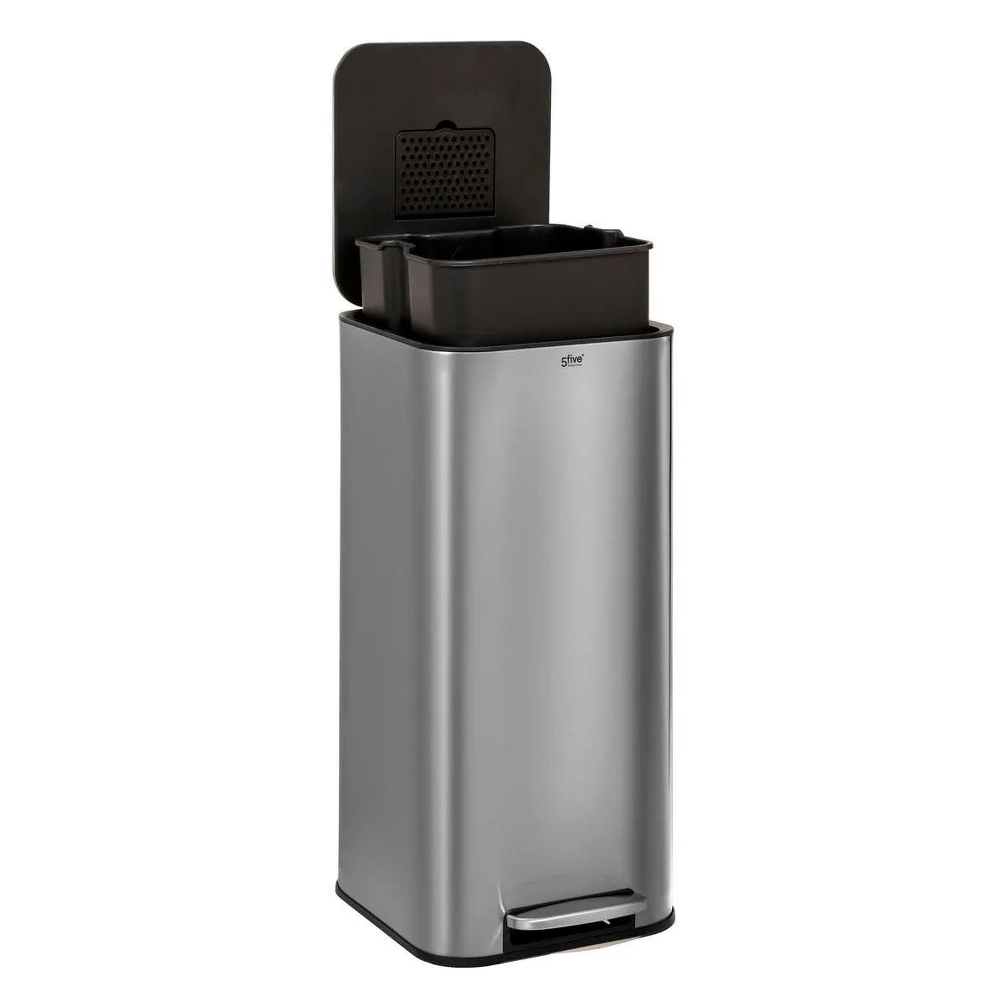 Voir la diapositive 3 : FIVE Poubelle de cuisine à pédale en métal  delta  30l inox