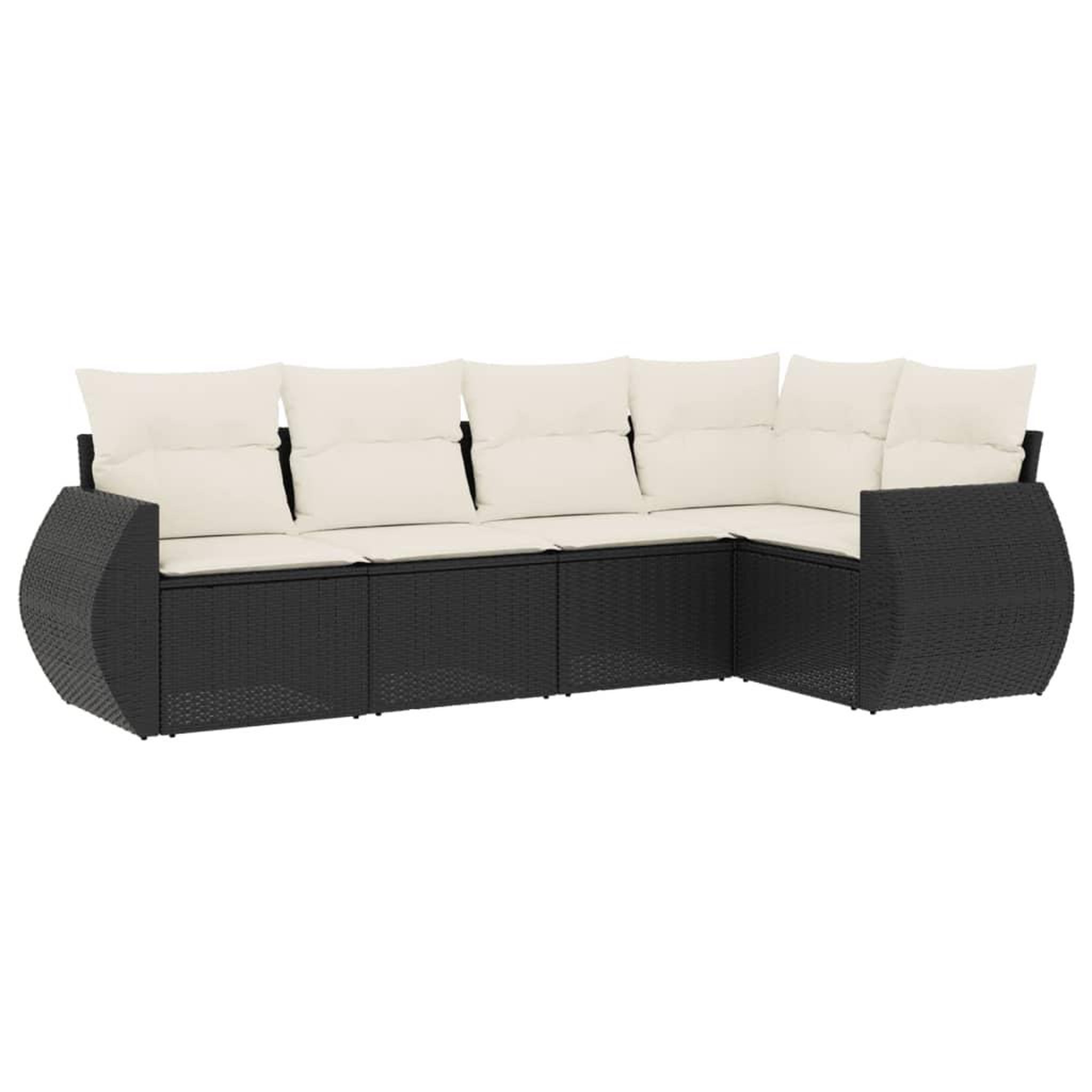 Voir la diapositive 2 : VIDAXL Salon de jardin 5 pcs avec coussins noir resine tressee
