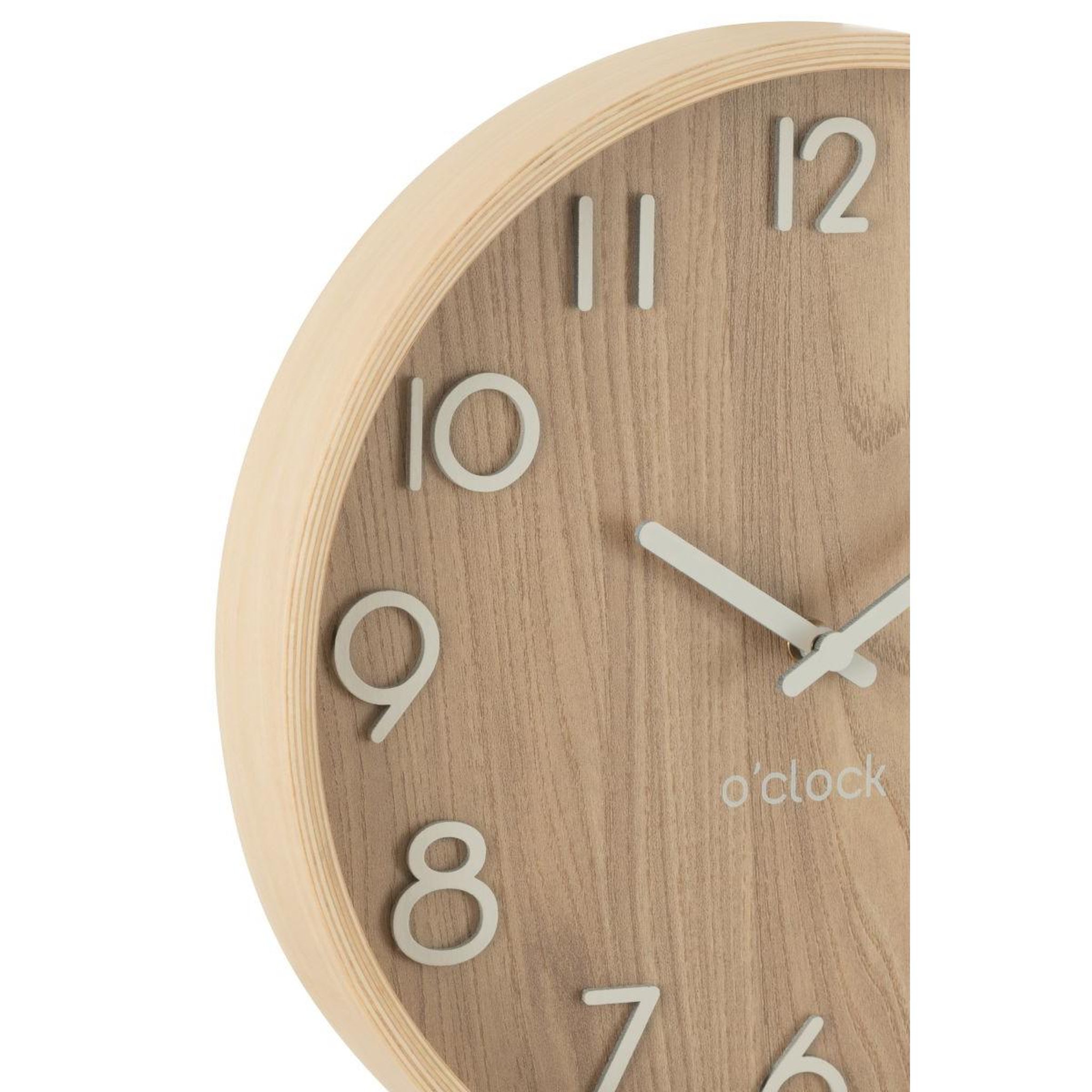 Voir la diapositive 2 : J-LINE Horloge murale en bois  marion  30cm naturel