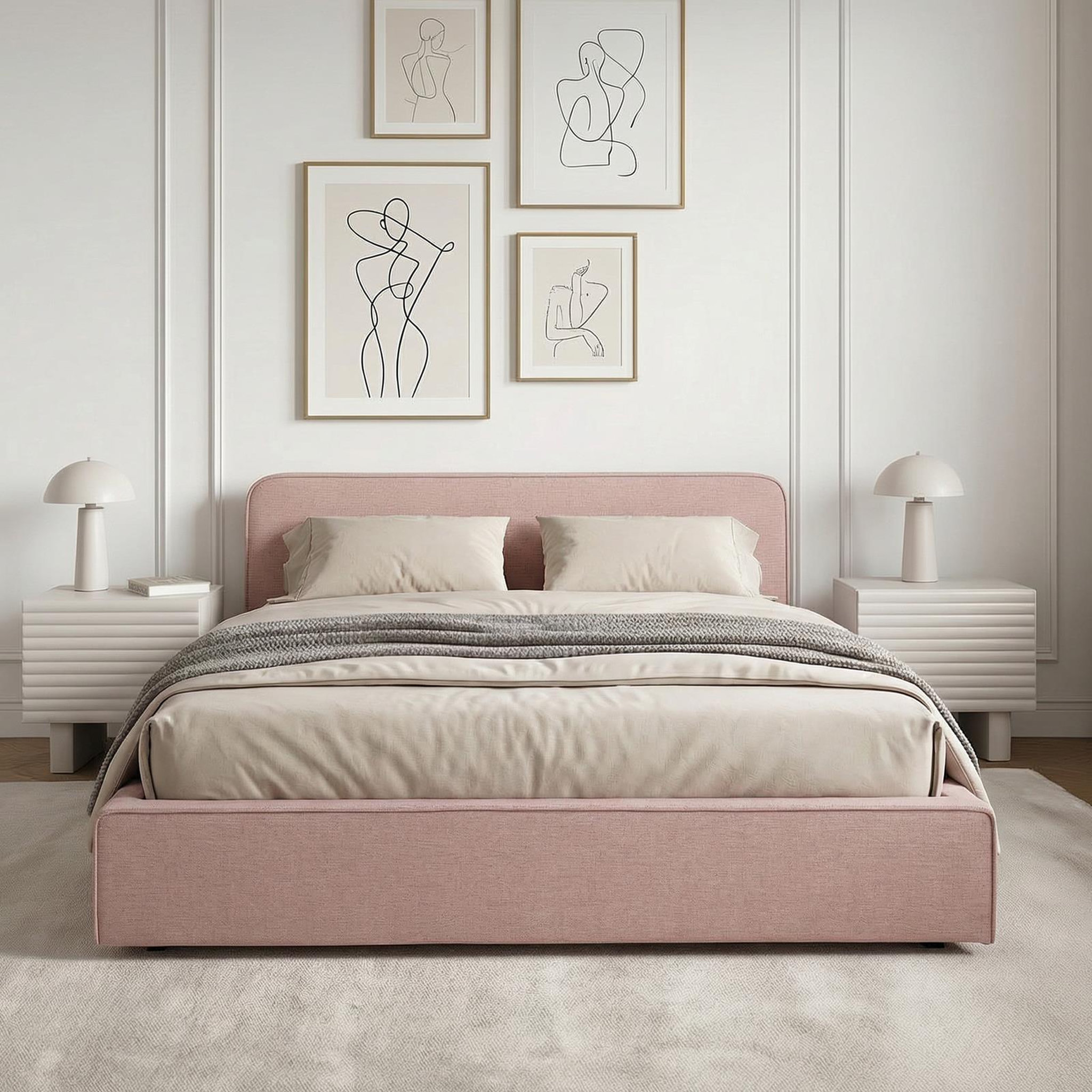 Voir la diapositive 3 : IDIMEX Lit double BELARTI 140 x 190 cm, revêtement en tissu