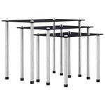 VIDAXL Tables gigognes 3 pcs Noir Verre trempe