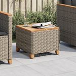 VIDAXL Table de jardin gris 45x45x37 cm resine tressee et bois acacia