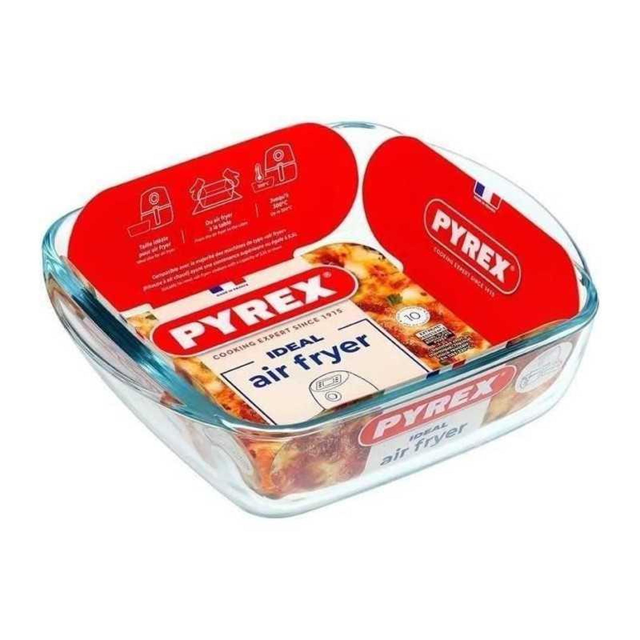 PYREX Pyrex plat carré pour friteuse à air en verre borosilicate 1 l, 20 x 17 x 7 cm