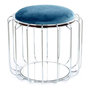 Voir la diapositive 1 : Paris Prix Pouf & Table d'Appoint  Comfortable  50cm Bleu Pétrole & Argent