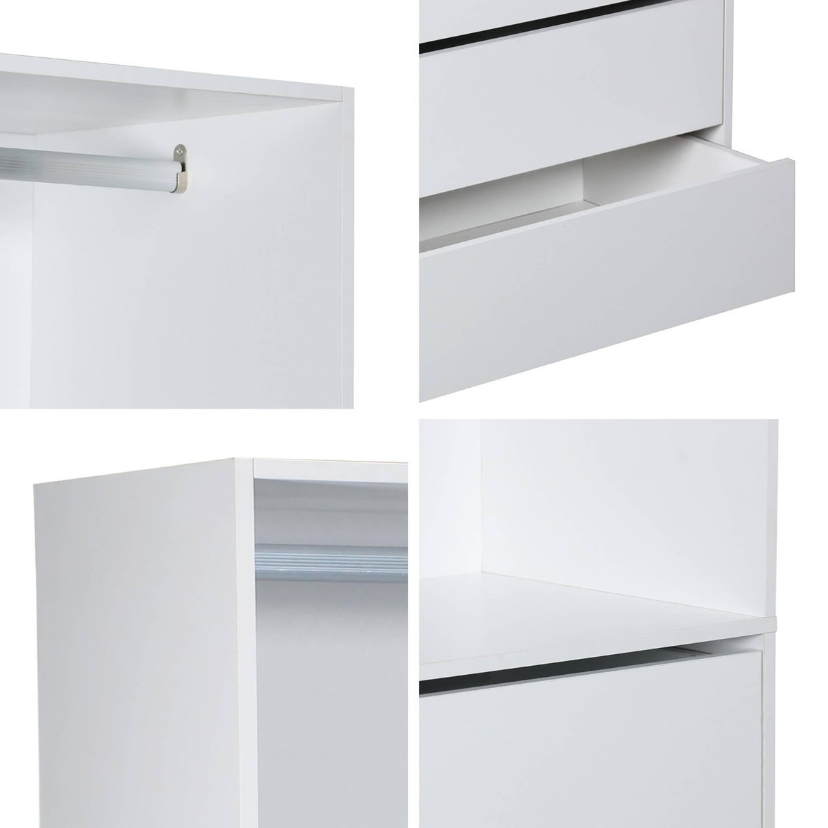 SWEEEK Module dressing avec 4 tiroirs et 1 penderie blanc. panneaux stratifiés