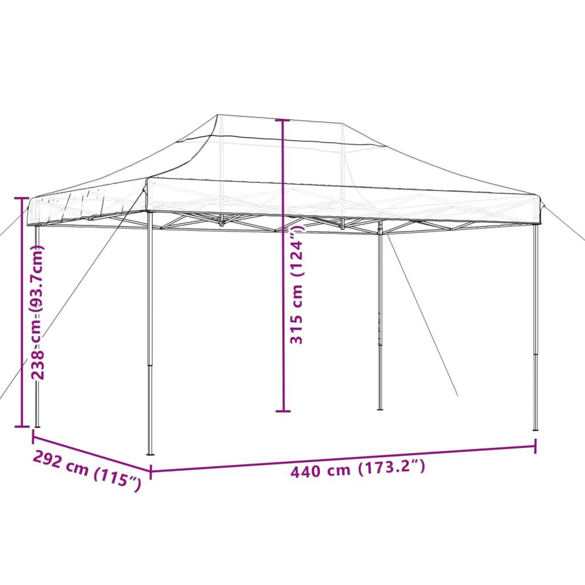 Voir la diapositive 6 : VIDAXL Tente de reception pliable escamotable orange 440x292x315 cm